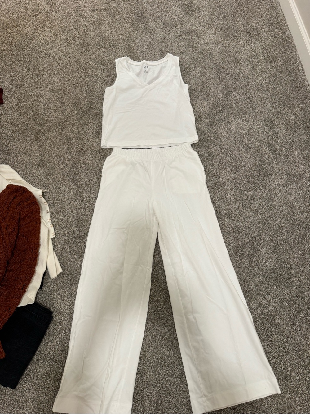 GAP White Wide Leg Elastic Waist Pants